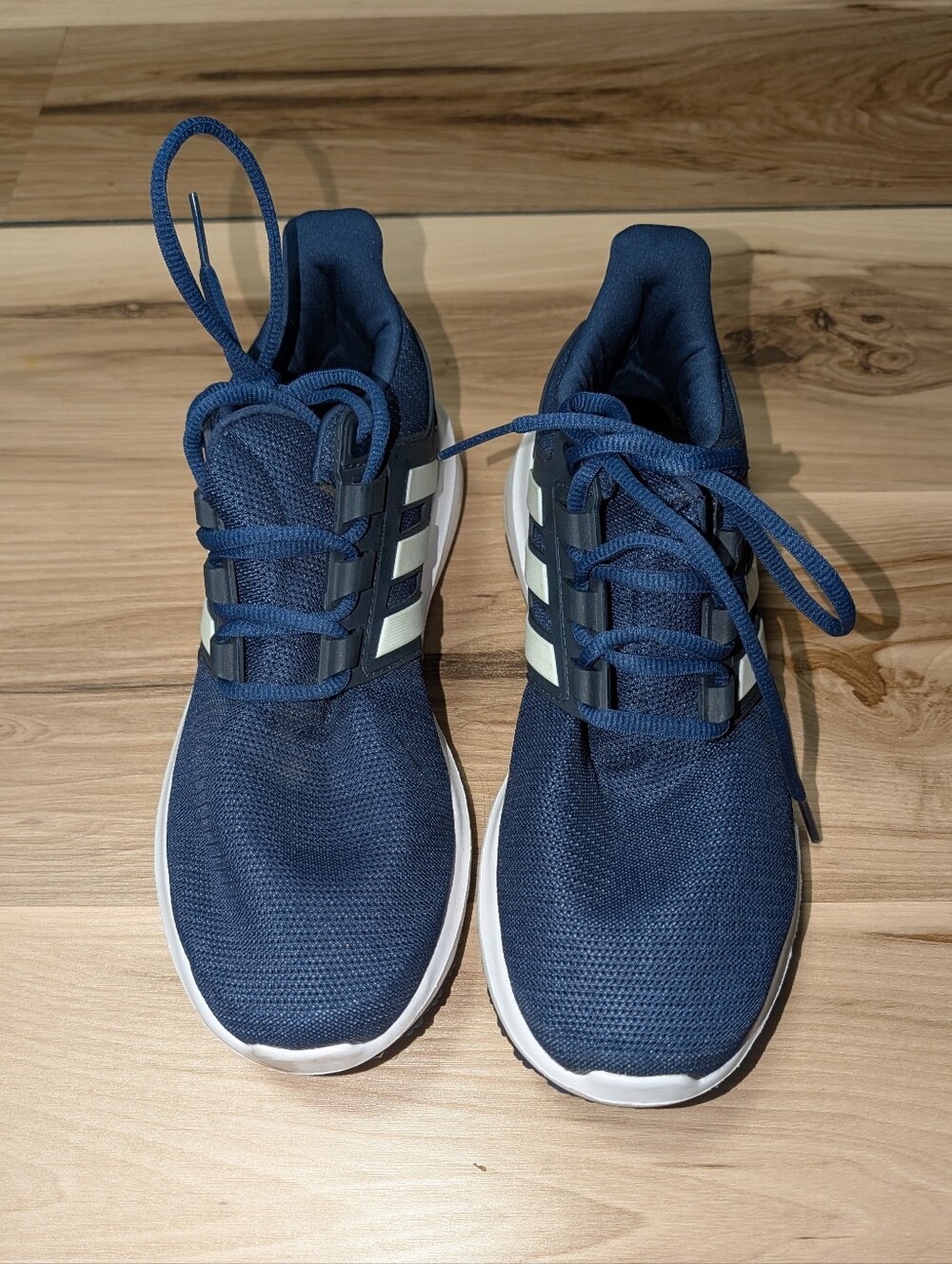 8 Adidas Men's Navy Blue and White Lace-Up Sneakers